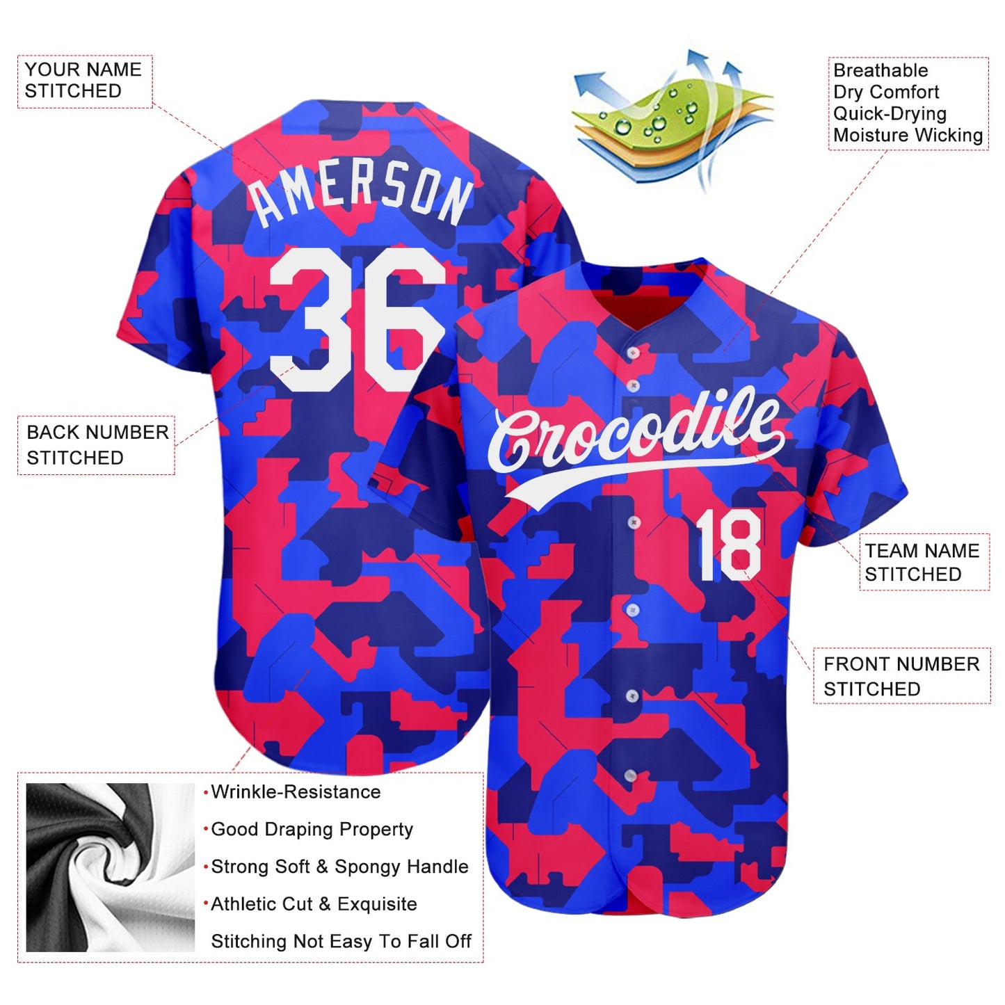 Custom Camo White-Royal 3D Pattern Design Authentic Salute To Service Baseball Jersey
