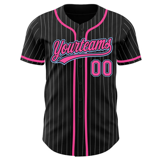 Custom Black White-Pink Graffiti Pattern Authentic Baseball Jersey