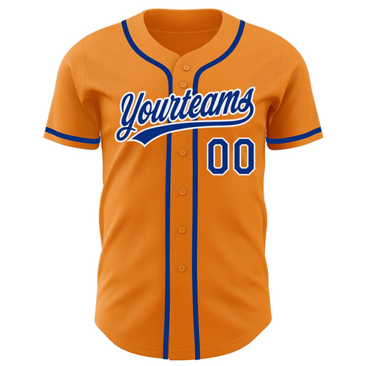 Custom Blaze Orange Royal-White Authentic Baseball Jersey