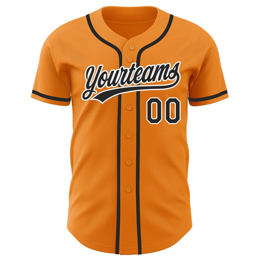 Custom Blaze Orange Black-White Authentic Baseball Jersey