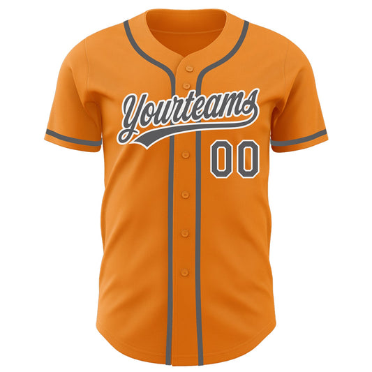 Custom Blaze Orange Steel Gray-White Authentic Baseball Jersey