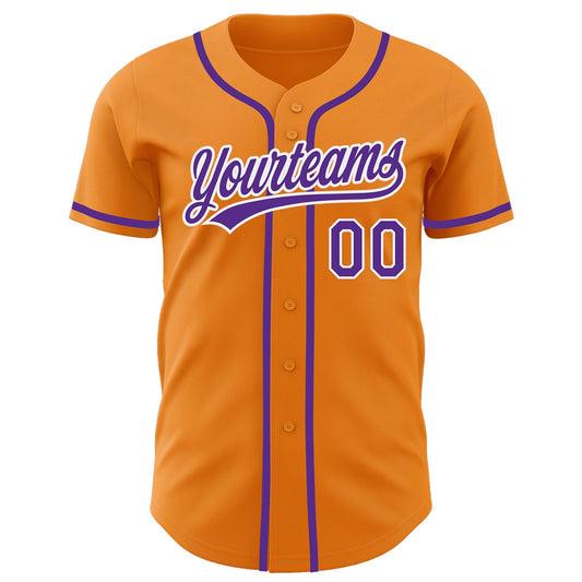 Custom Blaze Orange Purple-White Authentic Baseball Jersey