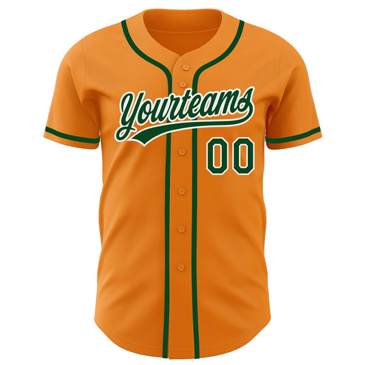 Custom Blaze Orange Green-White Authentic Baseball Jersey