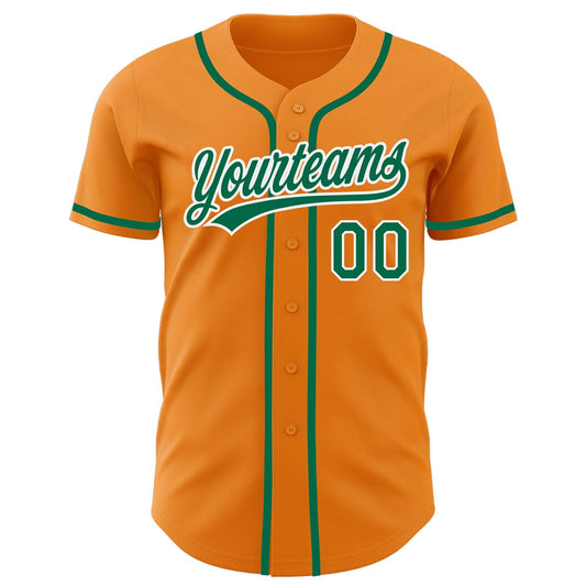 Custom Blaze Orange Kelly Green-White Authentic Baseball Jersey