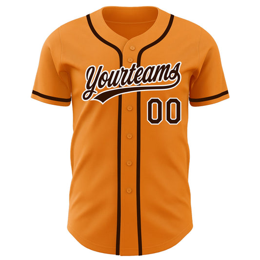 Custom Blaze Orange Brown-White Authentic Baseball Jersey