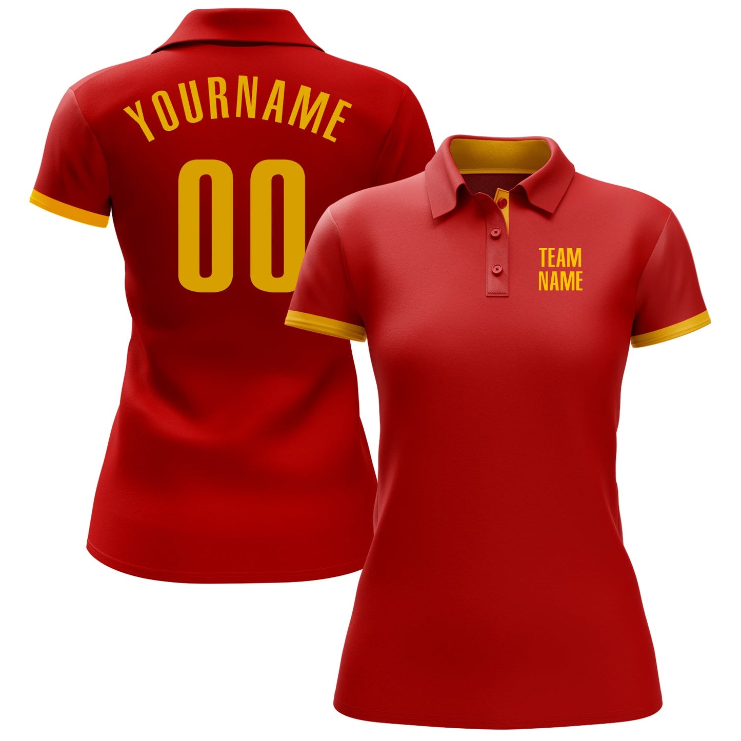 Custom Red Yellow Performance Golf Polo Shirt