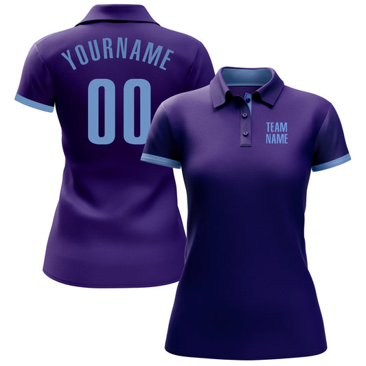Custom Purple Light Blue Performance Golf Polo Shirt