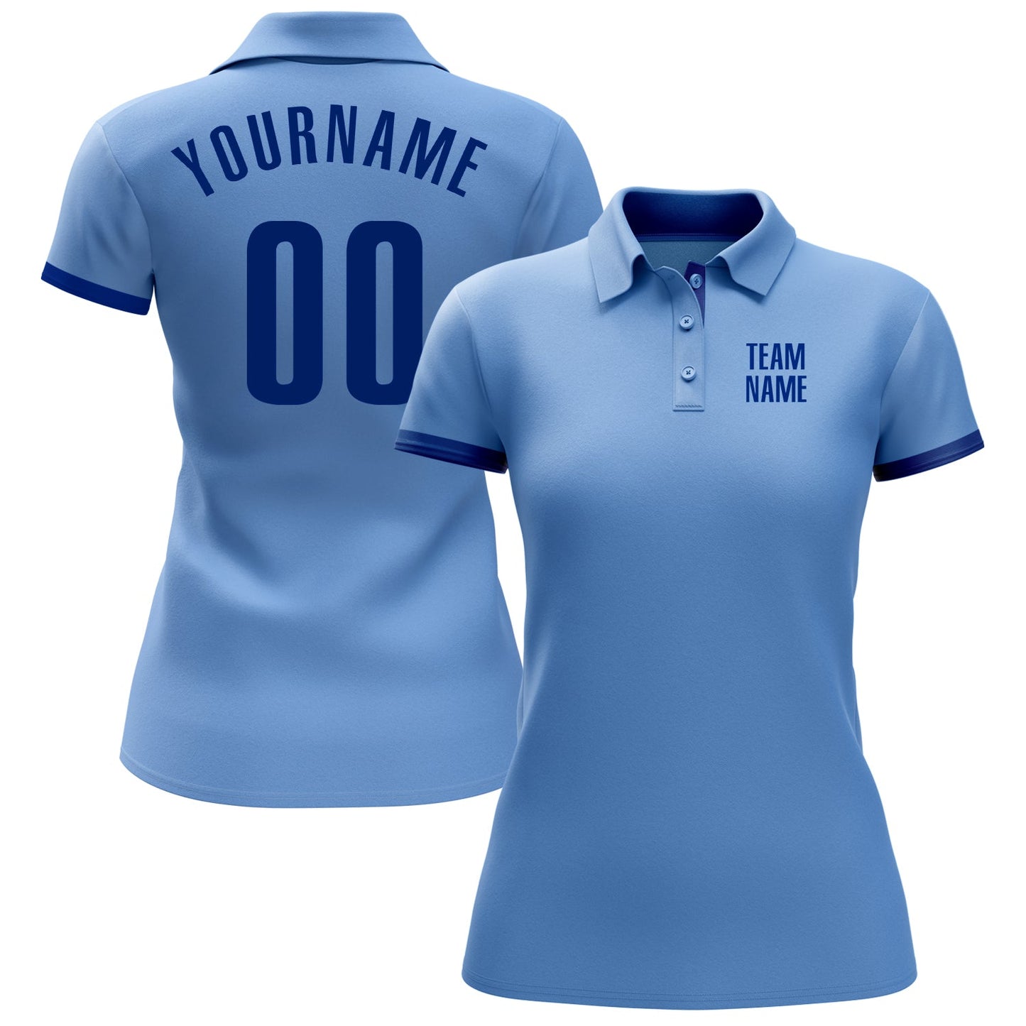 Custom Light Blue Royal Performance Golf Polo Shirt