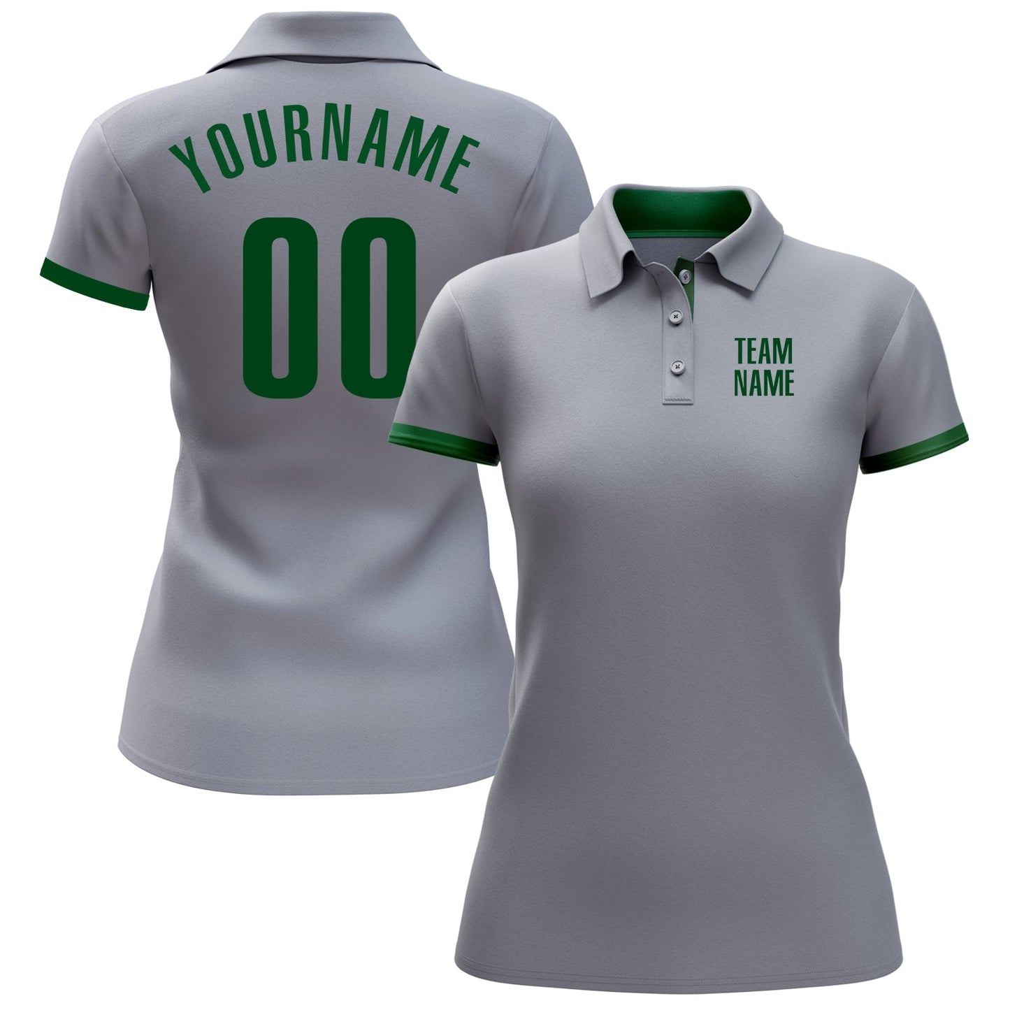 Custom Gray Green Performance Golf Polo Shirt