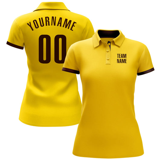 Custom Yellow Brown Performance Golf Polo Shirt