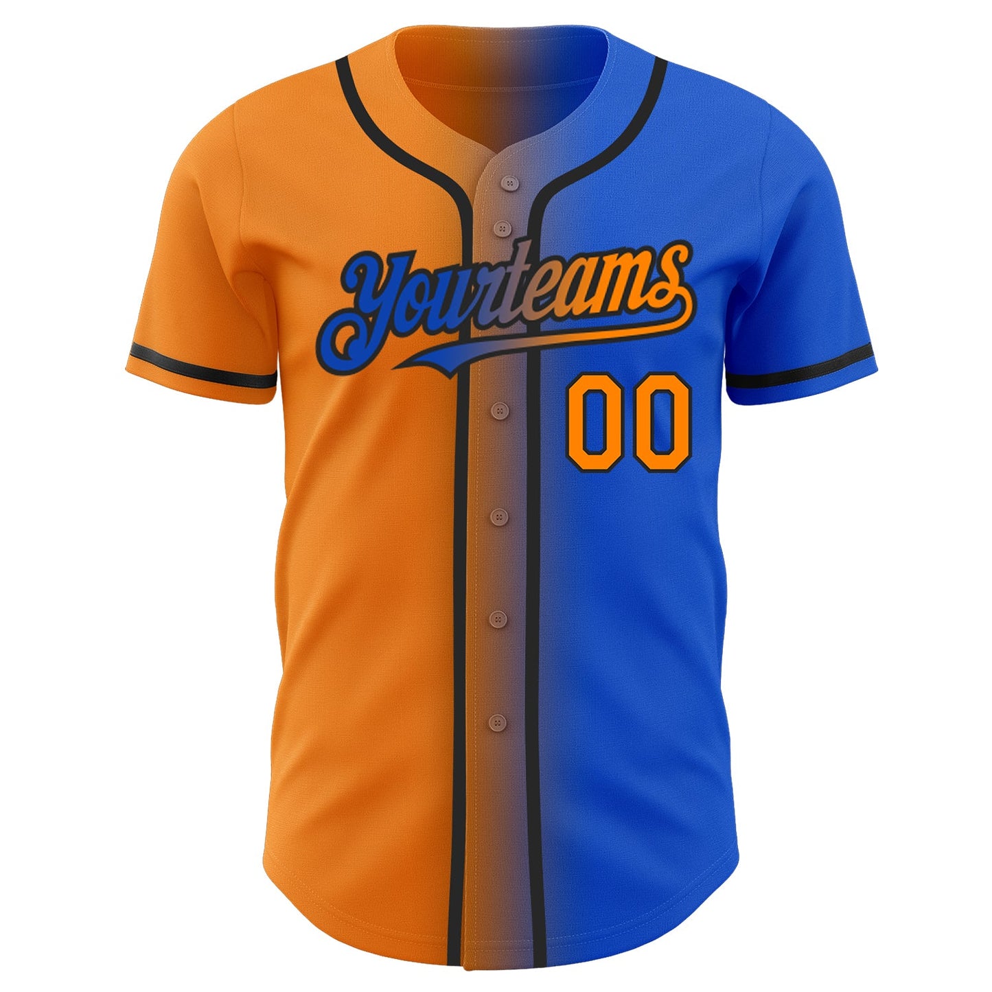 Custom Thunder Blue Blaze Orange-Black Authentic Gradient Fashion Baseball Jersey