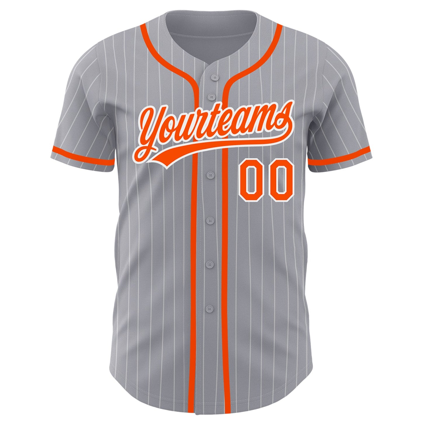 Custom Gray White Pinstripe Orange Authentic Baseball Jersey