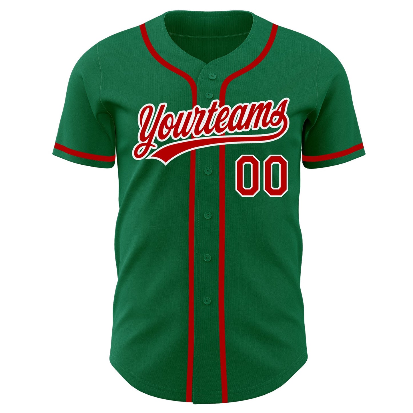 Custom Kelly Green Red-White Authentic Baseball Jersey