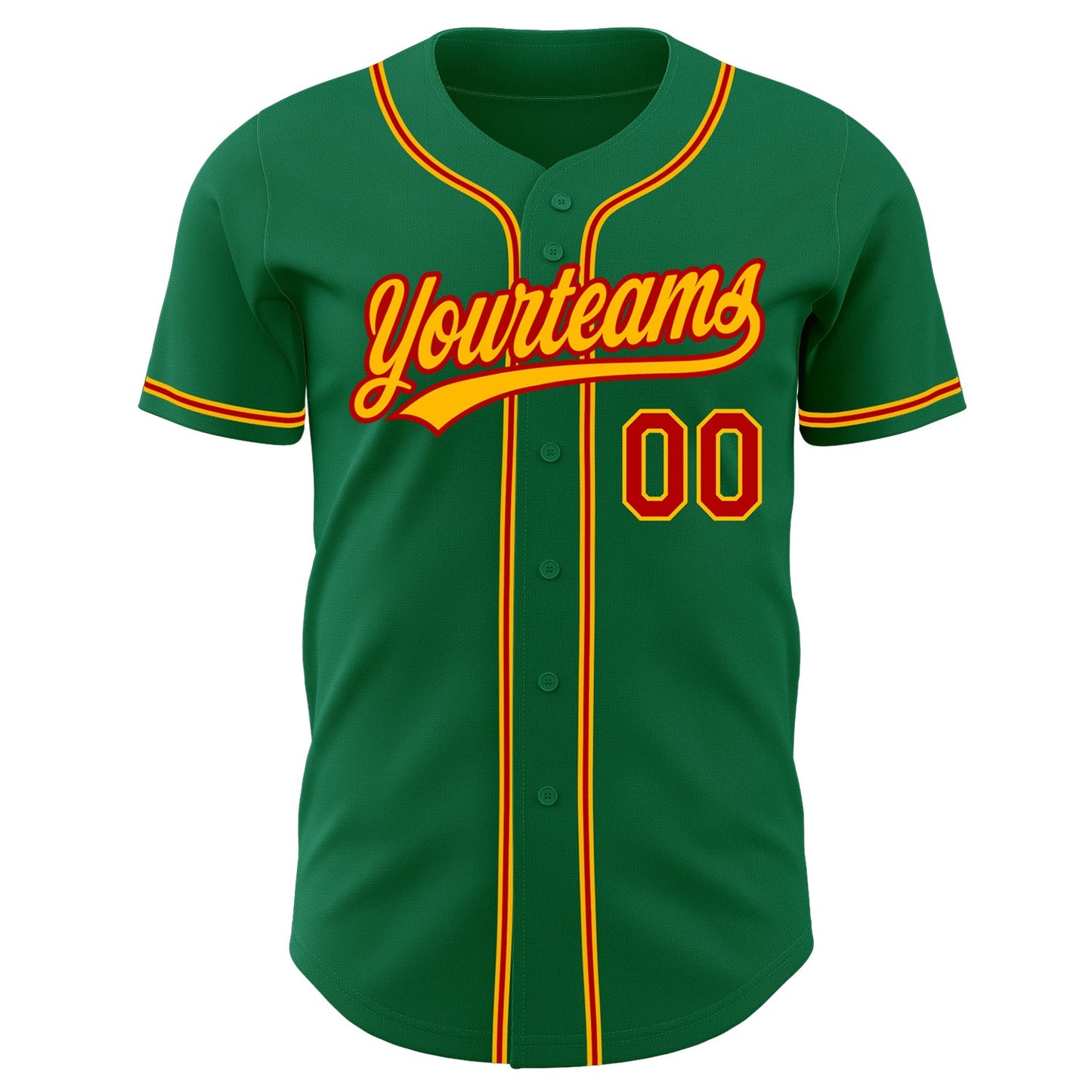 Custom Kelly Green Red-Gold Authentic Baseball Jersey