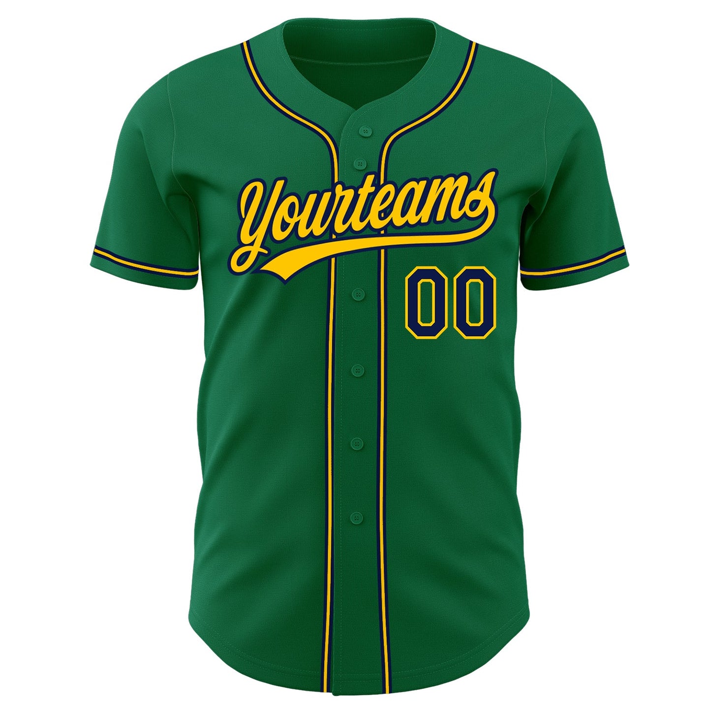 Custom Kelly Green Navy-Gold Authentic Baseball Jersey