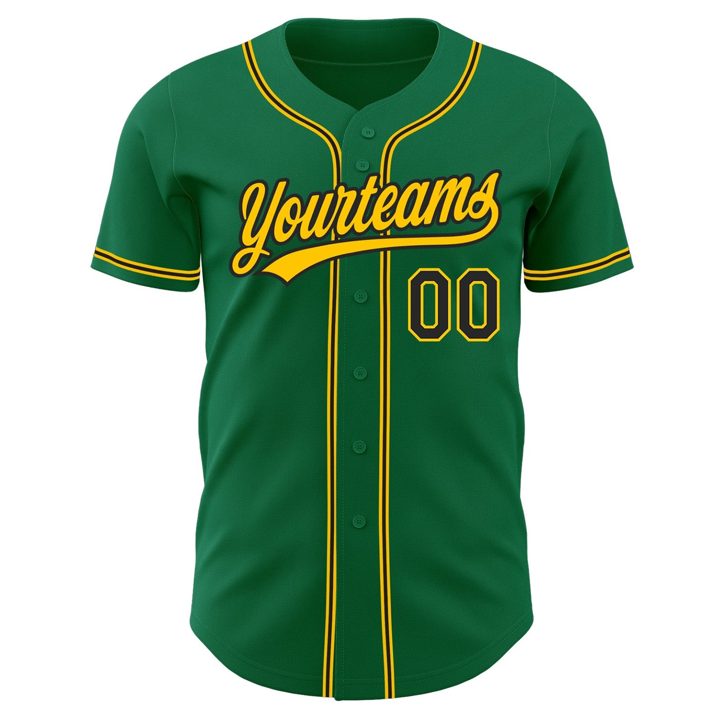 Custom Kelly Green Black-Gold Authentic Baseball Jersey