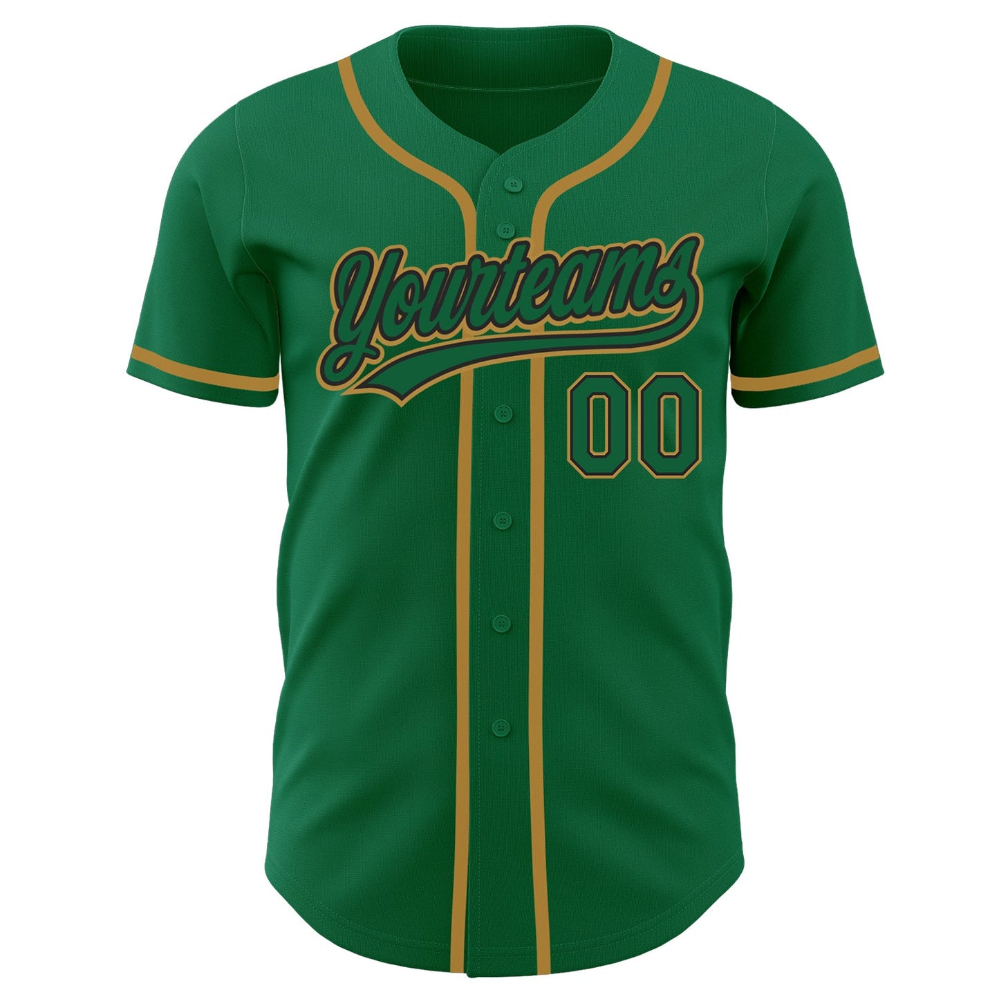 Custom Kelly Green Kelly Green Black-Old Gold Authentic Baseball Jersey