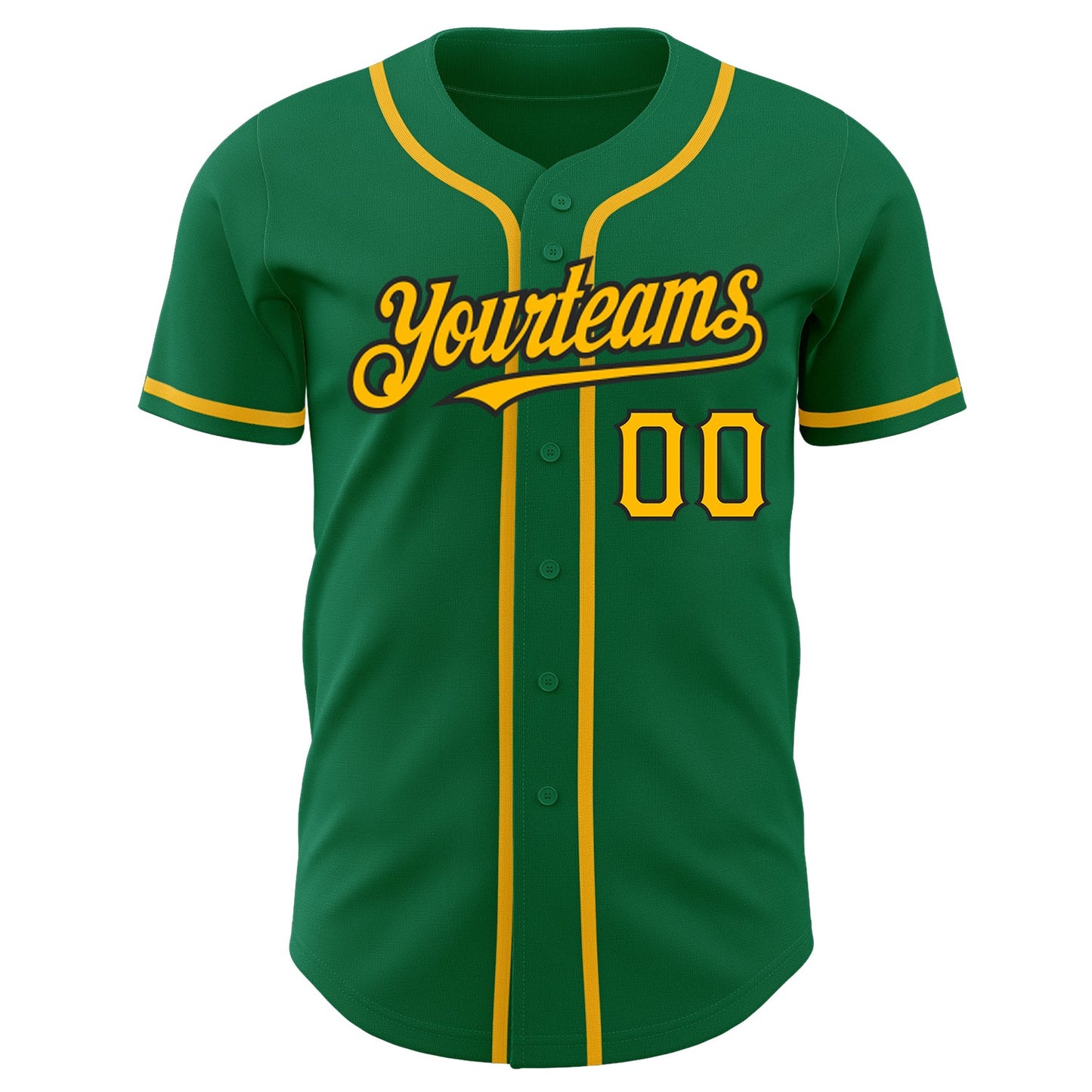 Custom Kelly Green Gold-Black Authentic Baseball Jersey