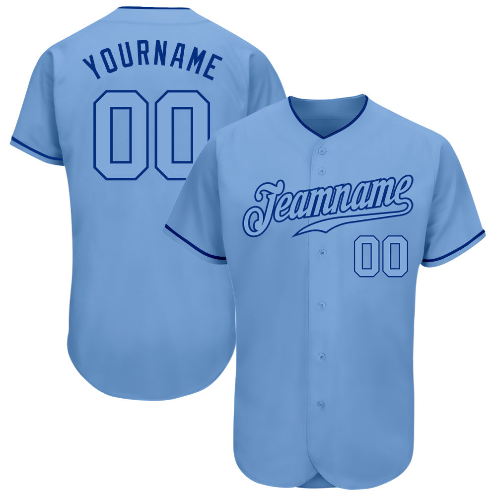 Custom Light Blue Light Blue-Royal Authentic Baseball Jersey