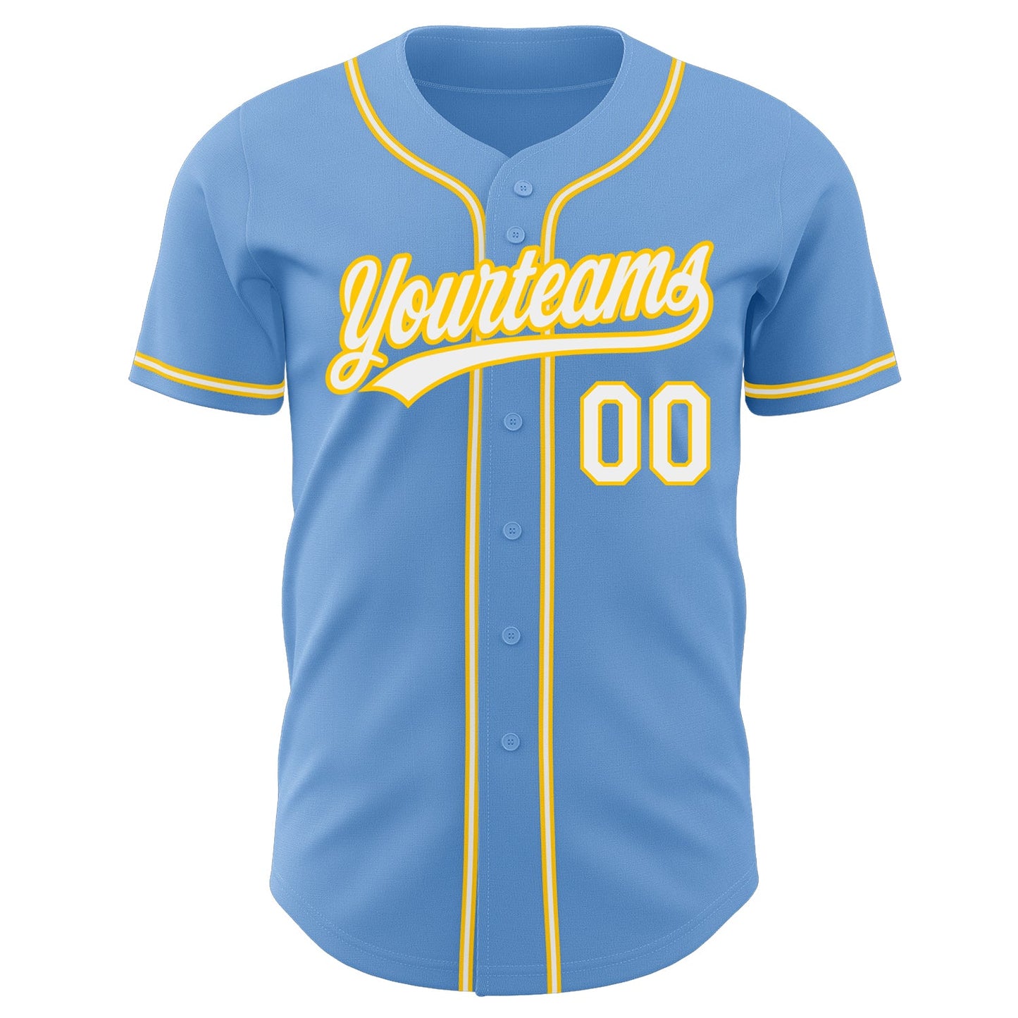 Custom Light Blue White-Gold Authentic Baseball Jersey