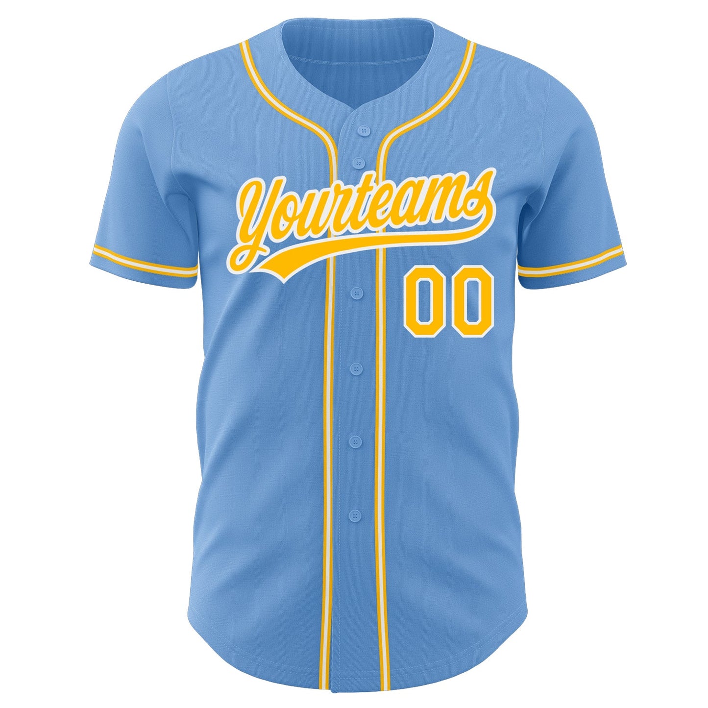 Custom Light Blue Gold-White Authentic Baseball Jersey