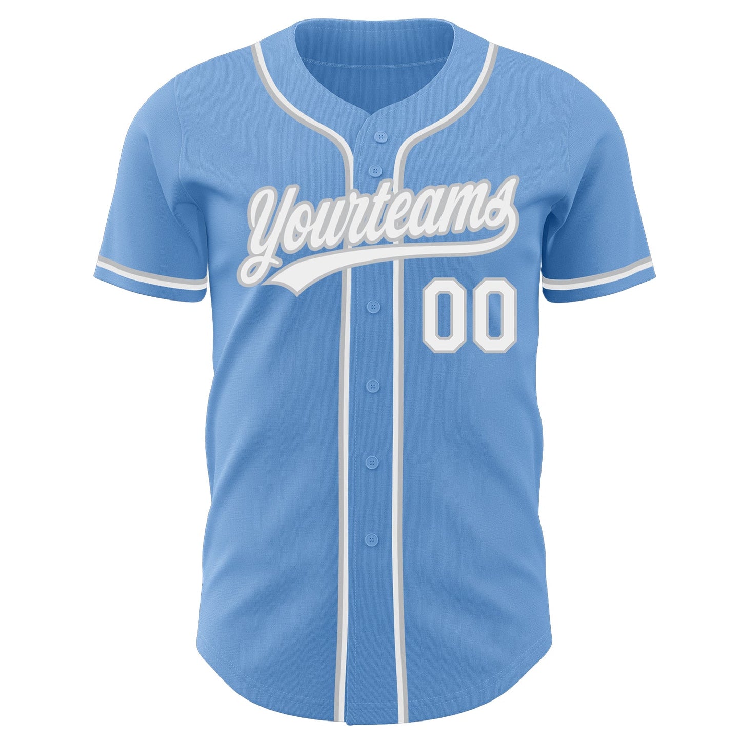 Custom Light Blue White-Gray Authentic Baseball Jersey