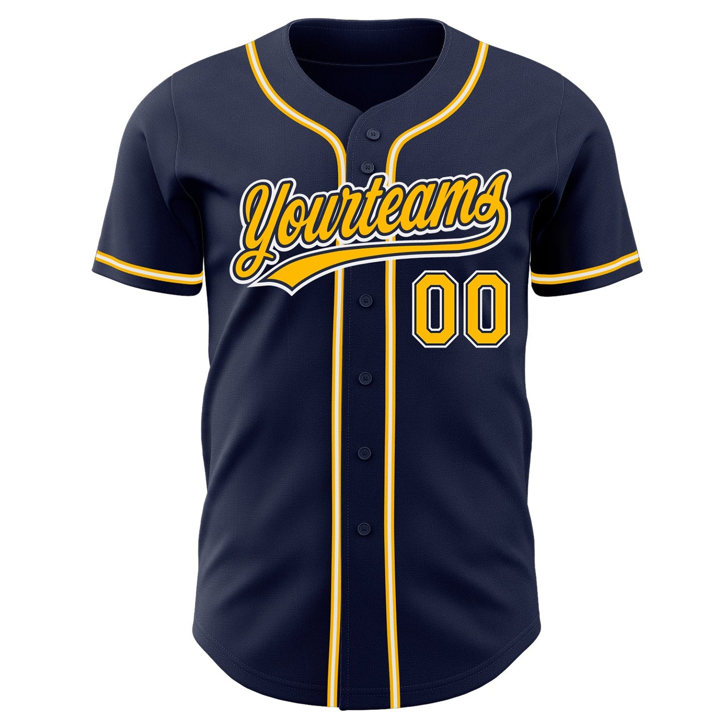 Custom Navy Gold-White Authentic Baseball Jersey