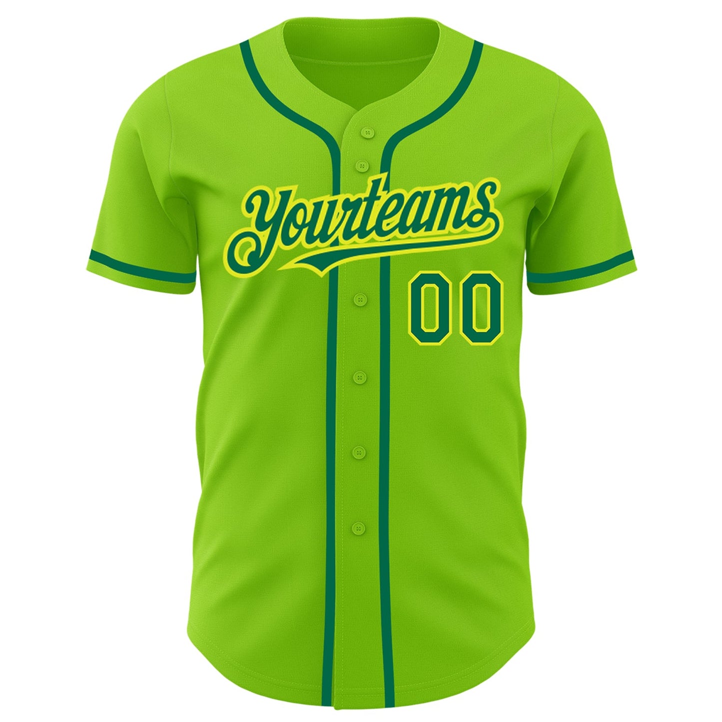 Custom Neon Green Kelly Green-Neon Yellow Authentic Baseball Jersey