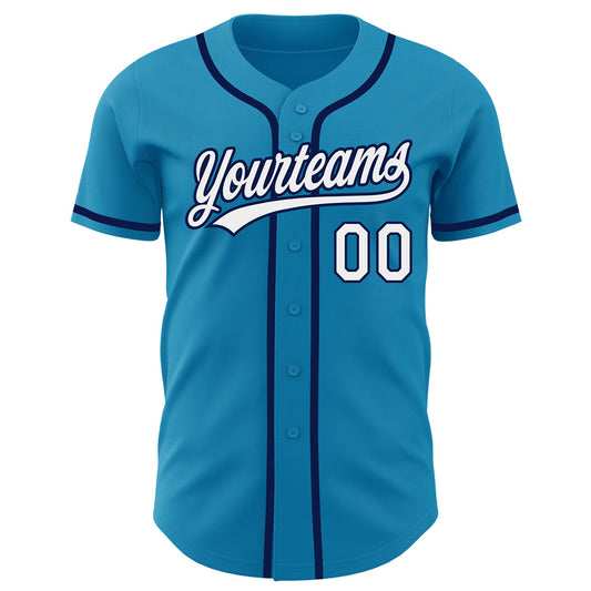 Custom Panther Blue White-Navy Authentic Baseball Jersey