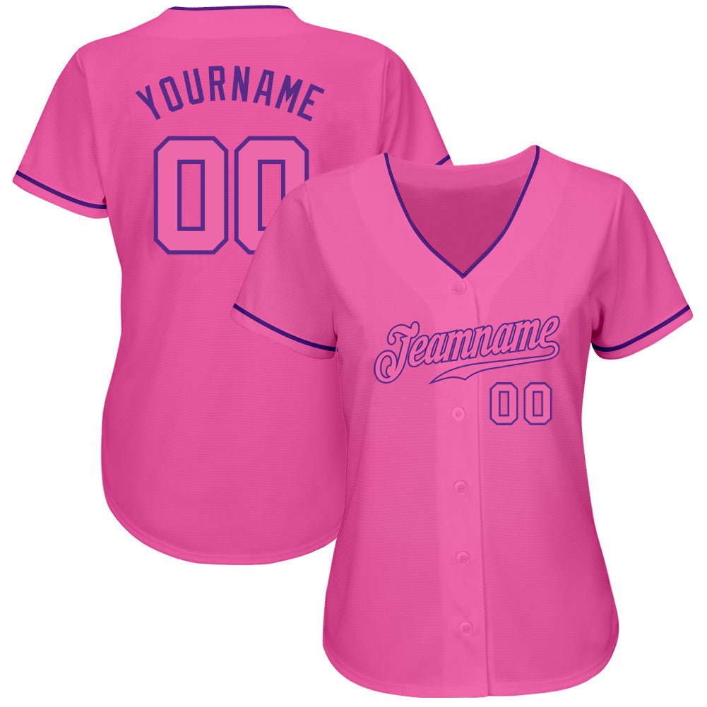 Custom Pink Pink-Purple Authentic Baseball Jersey