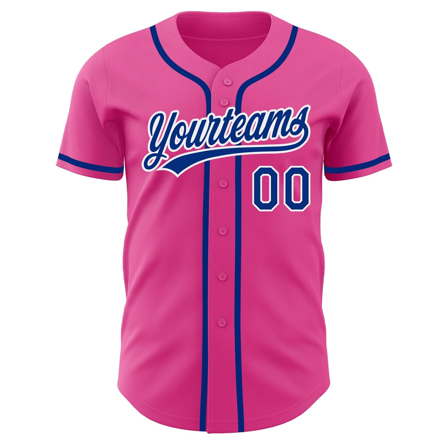 Custom Pink Royal-White Authentic Baseball Jersey