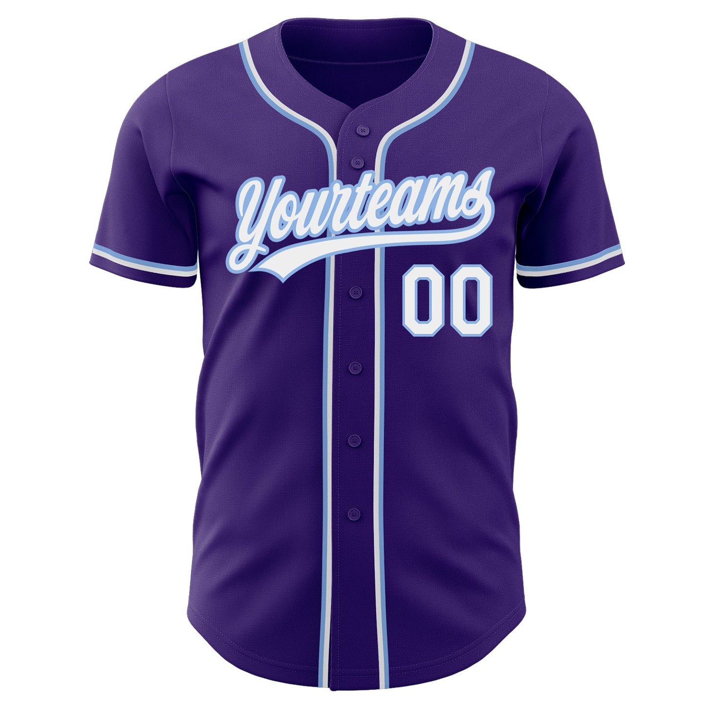Custom Purple White-Light Blue Authentic Baseball Jersey