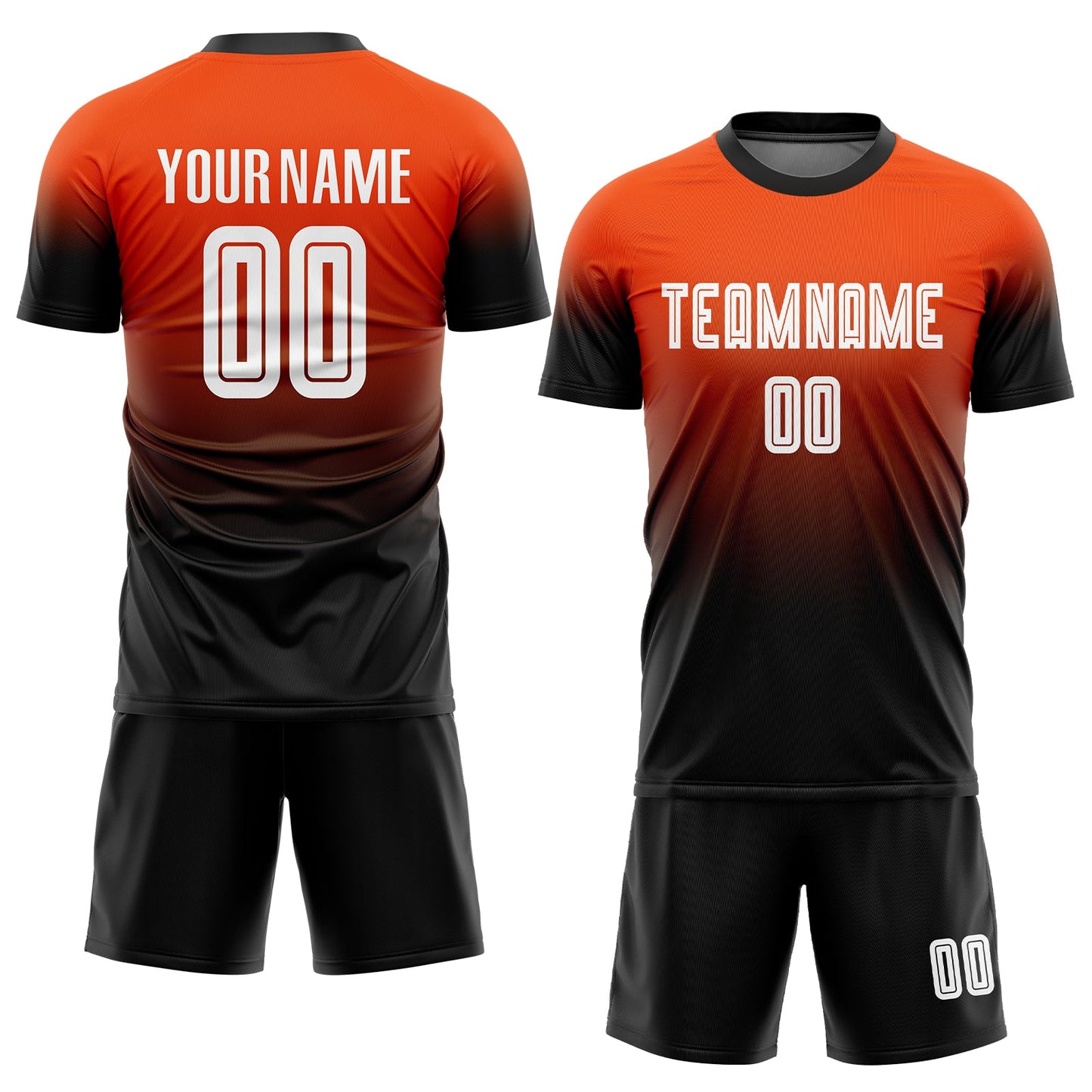 Maillot d'uniforme de football personnalisé, Orange blanc-noir, fondu par Sublimation, à la mode