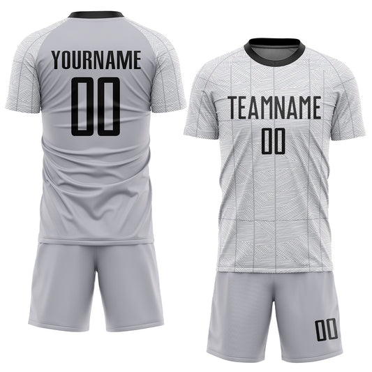 Custom Gray Black-White Sublimation Soccer Uniform Jersey