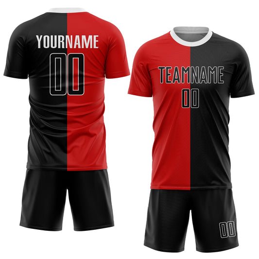 Custom Red Black-White Sublimation Split Fashion Soccer Uniform Jersey