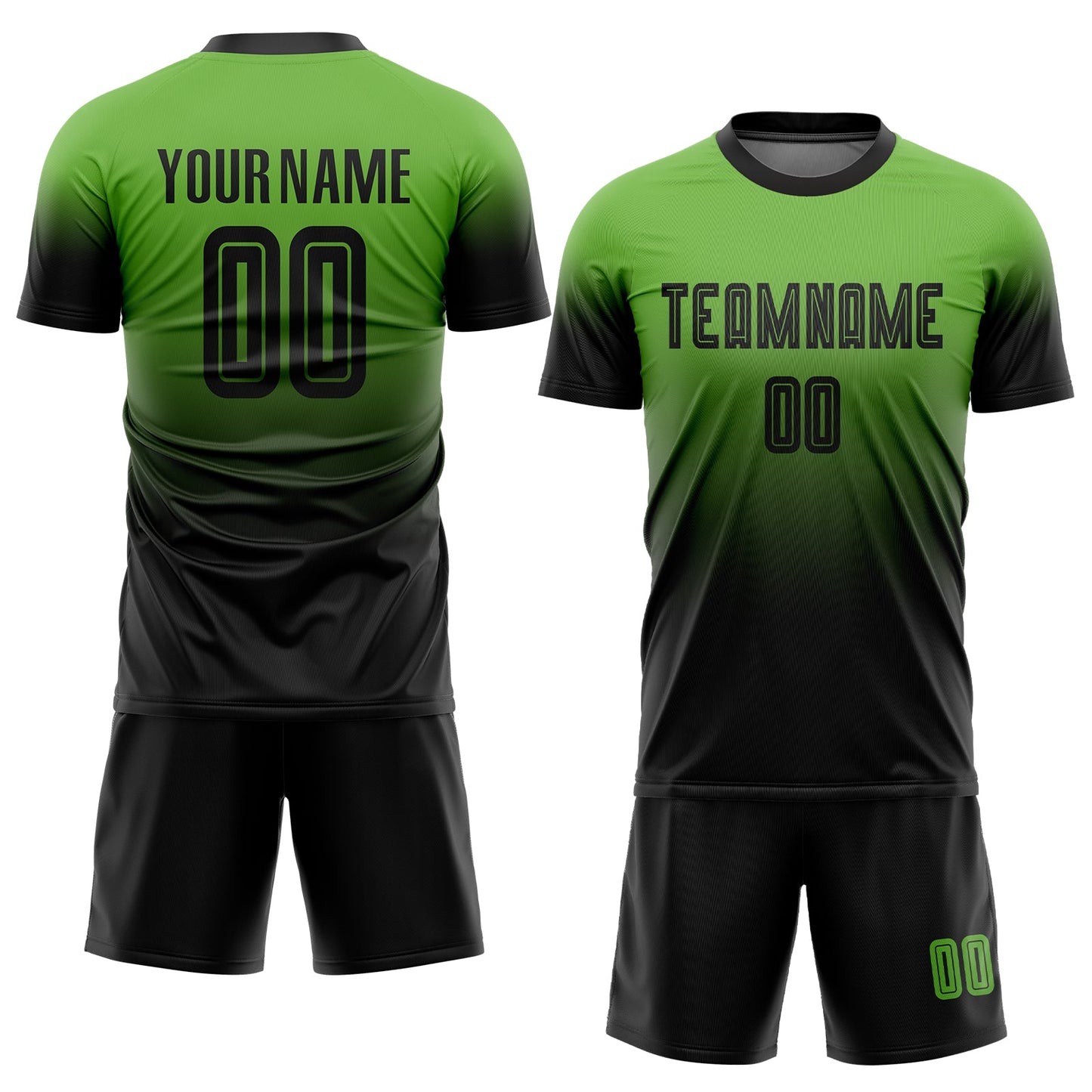 Maillot d'uniforme de football personnalisé, vert néon, noir, fondu par Sublimation, à la mode