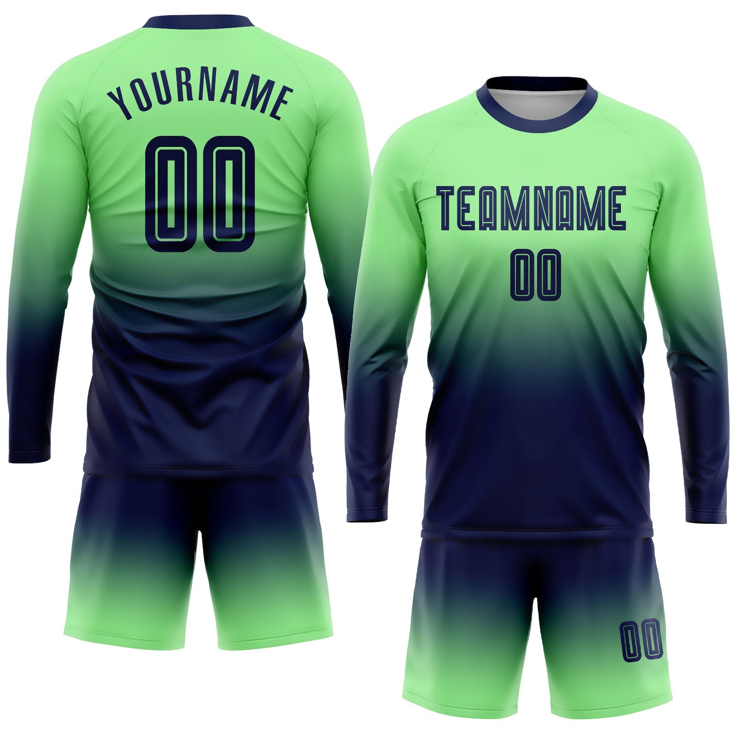 Maillot d'uniforme de football à manches longues, personnalisé, vert pois, par Sublimation, à la mode, fondu, à la mode