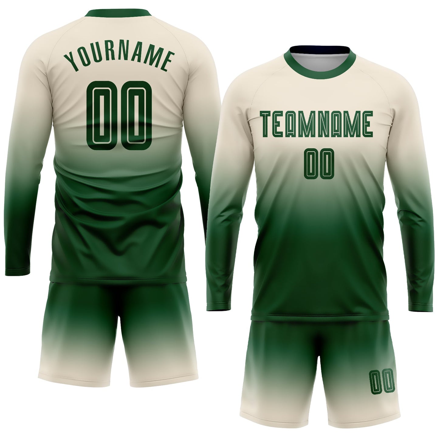 Maillot d'uniforme de football à manches longues, personnalisé, vert crème, fondu, à la mode, par Sublimation