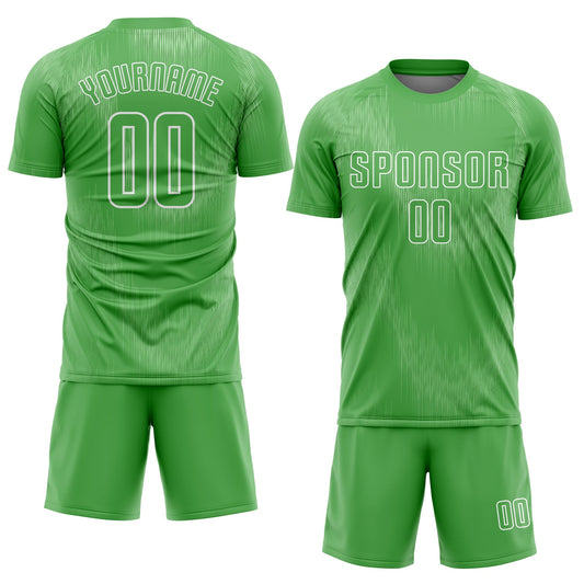 Custom Neon Green Neon Green-White Sublimation Soccer Uniform Jersey