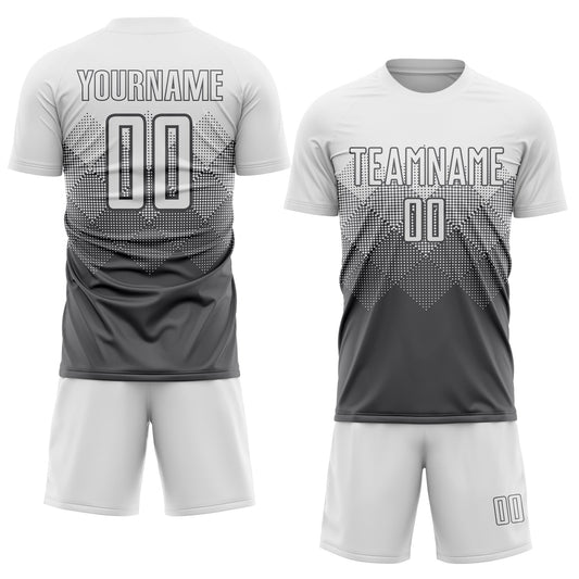 Custom Steel Gray White Sublimation Soccer Uniform Jersey