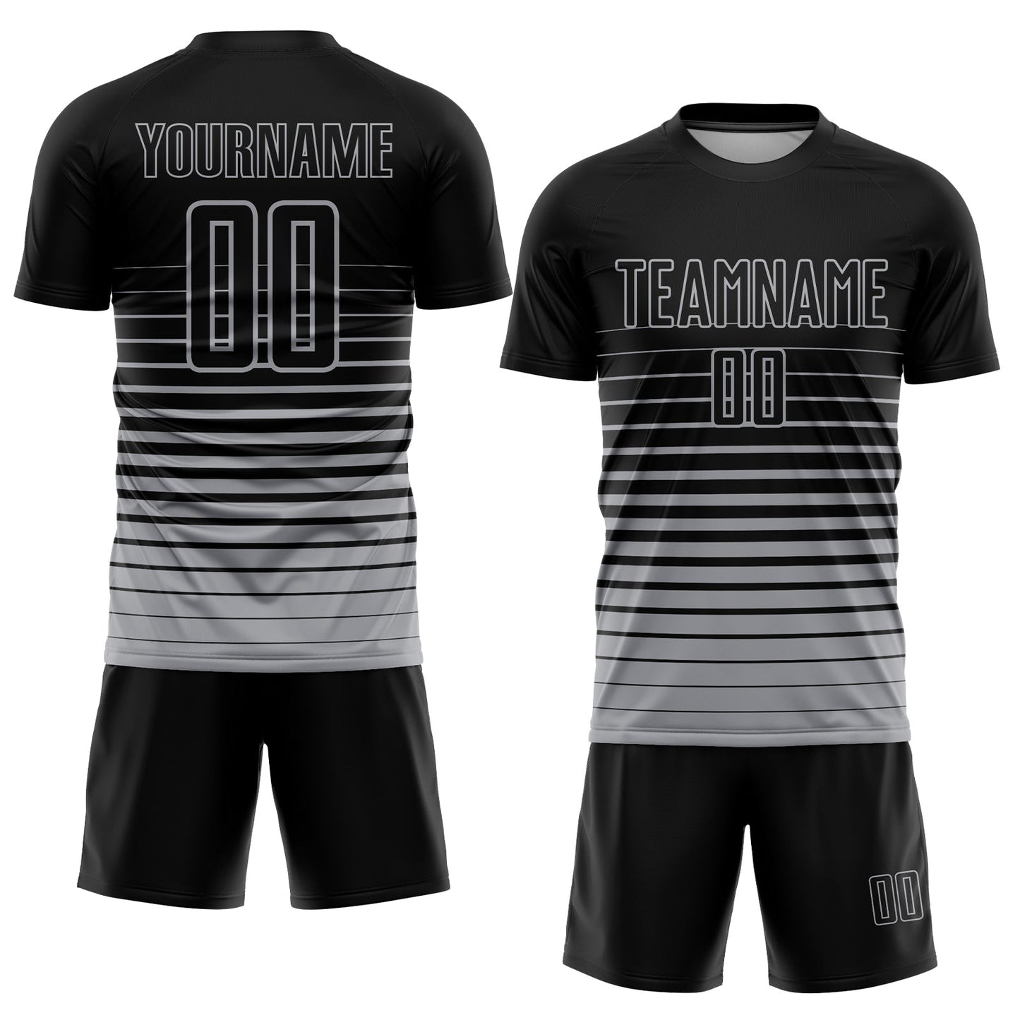 Maillot d'uniforme de football par Sublimation, personnalisé, noir et gris, à fines rayures, à la mode
