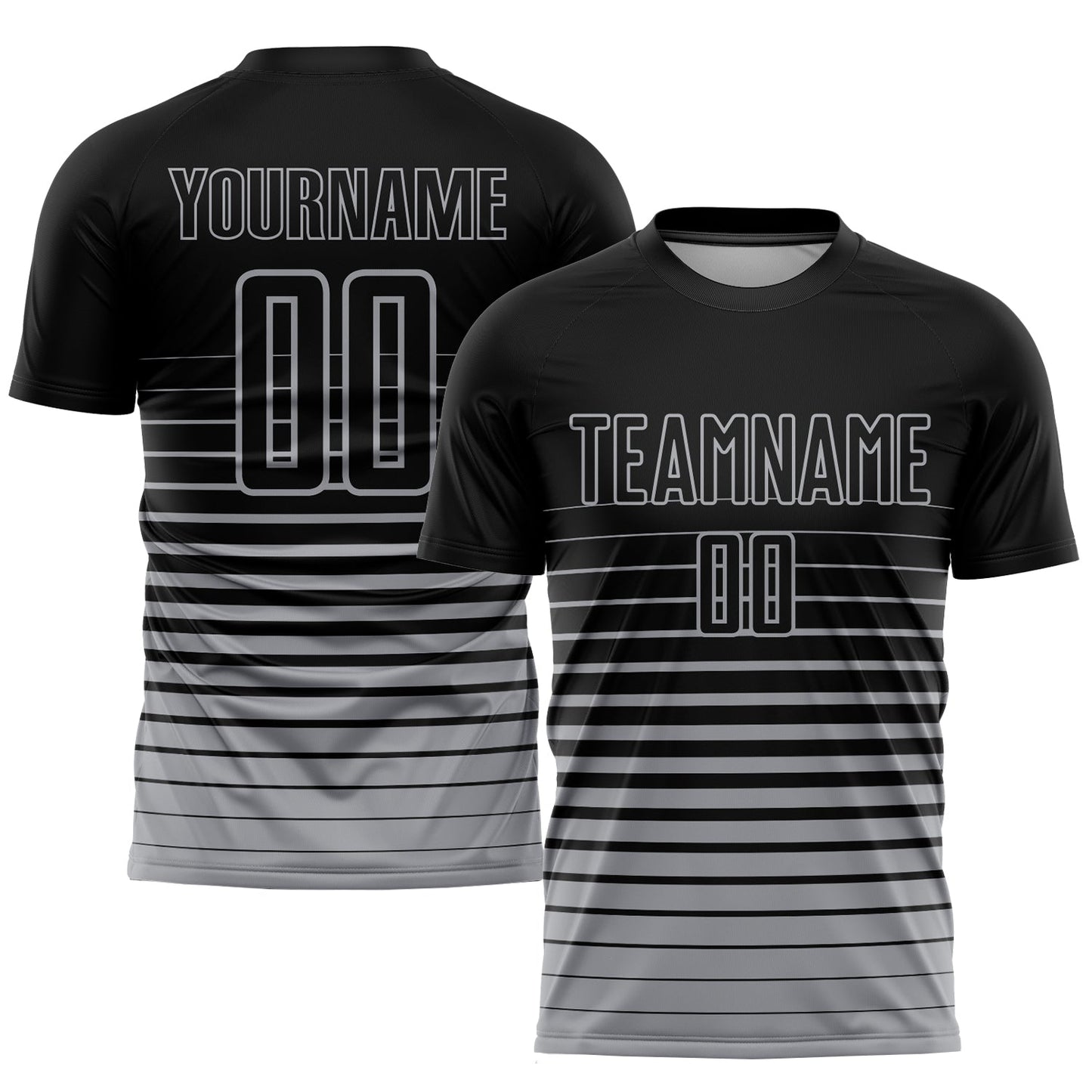 Custom Black Gray Pinstripe Fade Fashion Sublimation Soccer Uniform Jersey