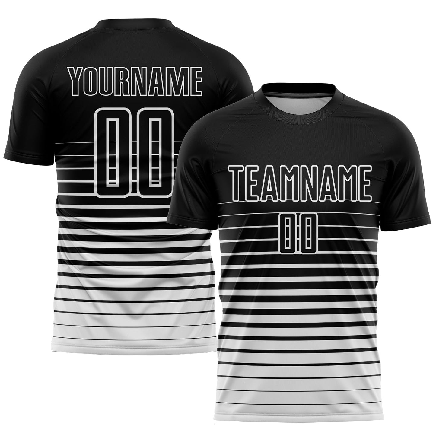 Custom Black White Pinstripe Fade Fashion Sublimation Soccer Uniform Jersey
