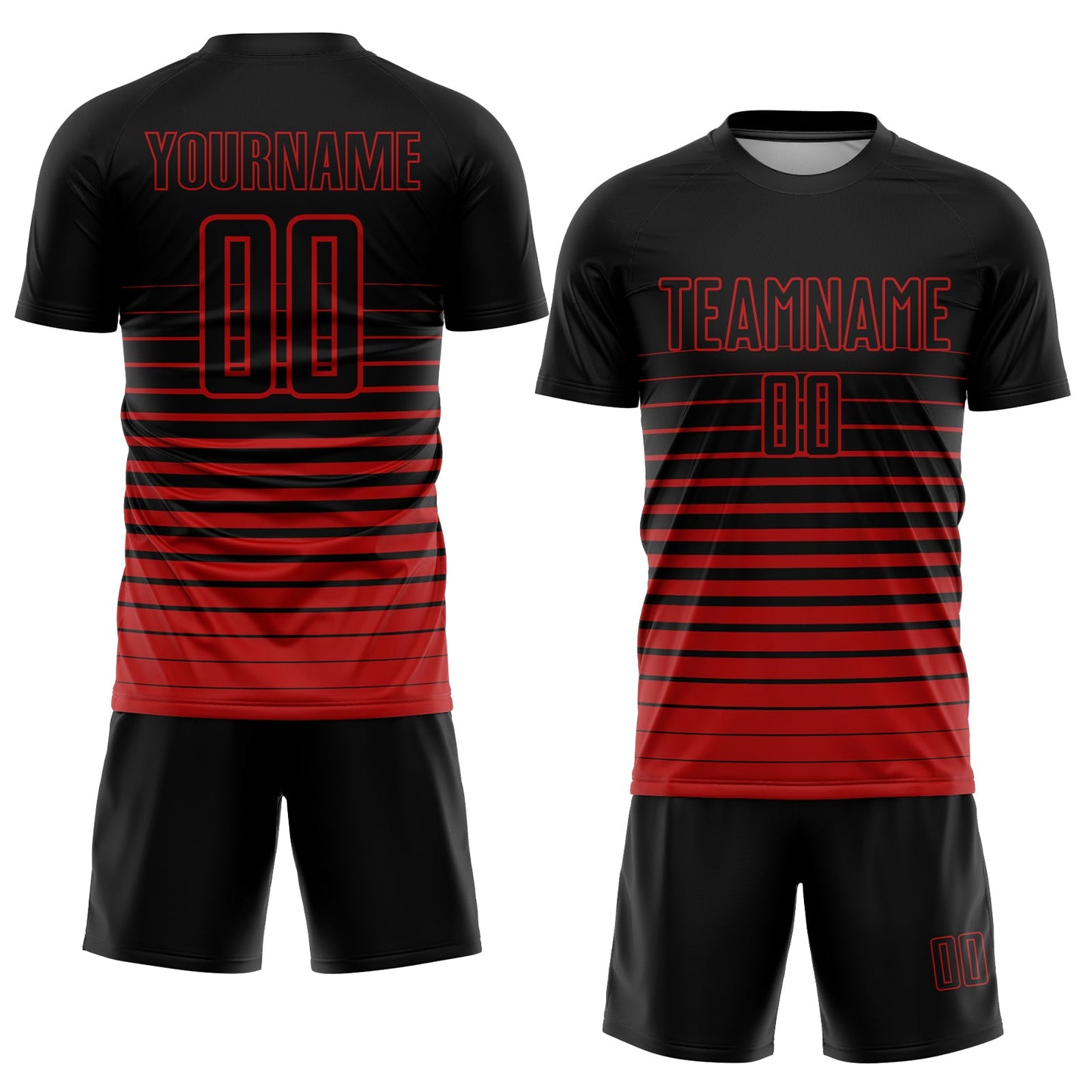 Maillot d'uniforme de football par Sublimation, personnalisé, à rayures noires et rouges, à la mode, fondu