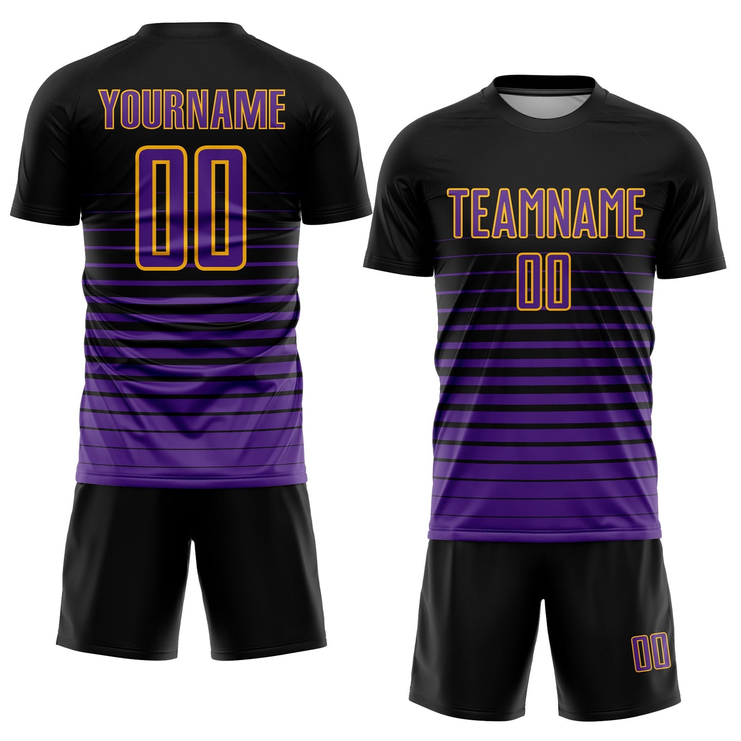 Maillot d'uniforme de football par Sublimation, personnalisé, noir, violet et or, à fines rayures, à la mode
