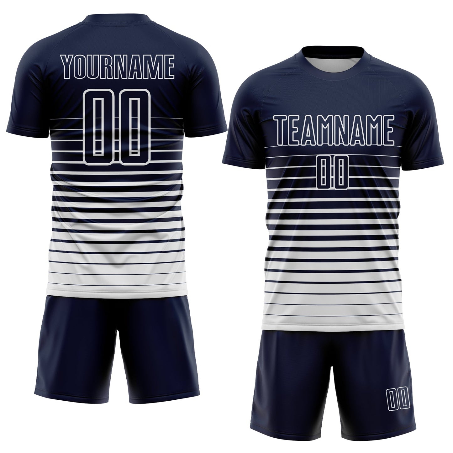 Custom Navy White Pinstripe Fade Fashion Sublimation Soccer Uniform Jersey