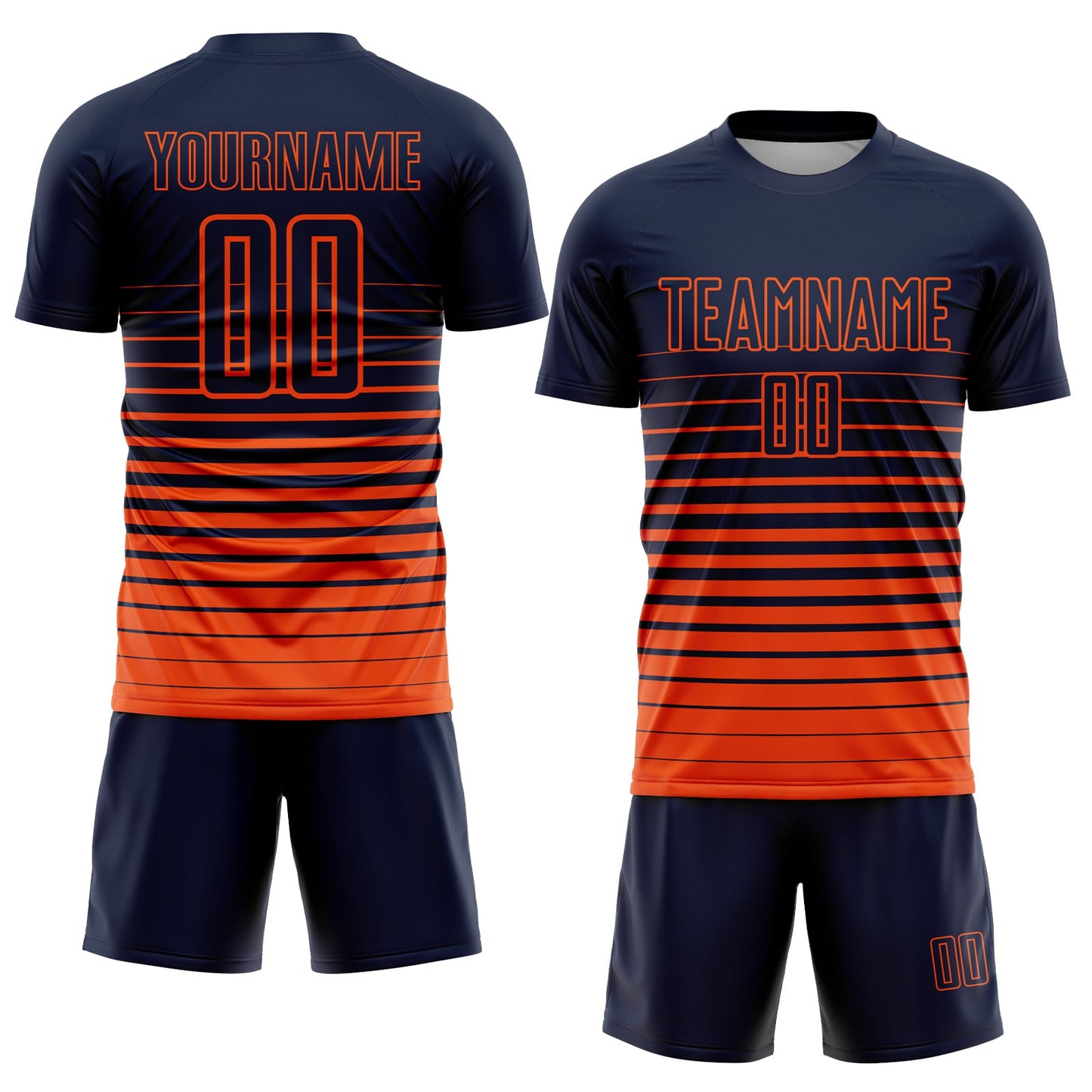 Maillot d'uniforme de football par Sublimation, personnalisé, à rayures Orange marine, à la mode, fondu