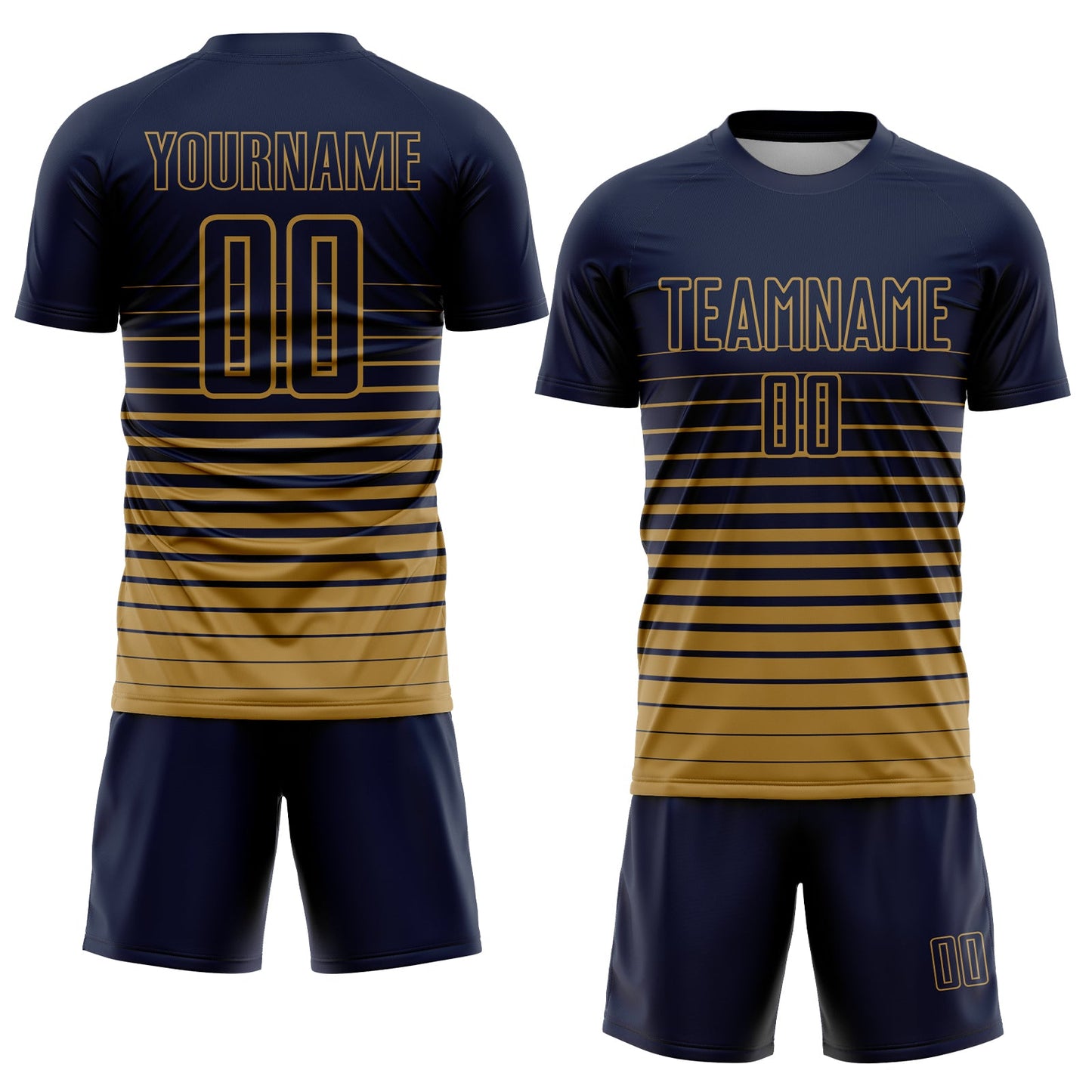 Maillot d'uniforme de football par Sublimation, personnalisé, à fines rayures dorées, à la mode, marine, fondu