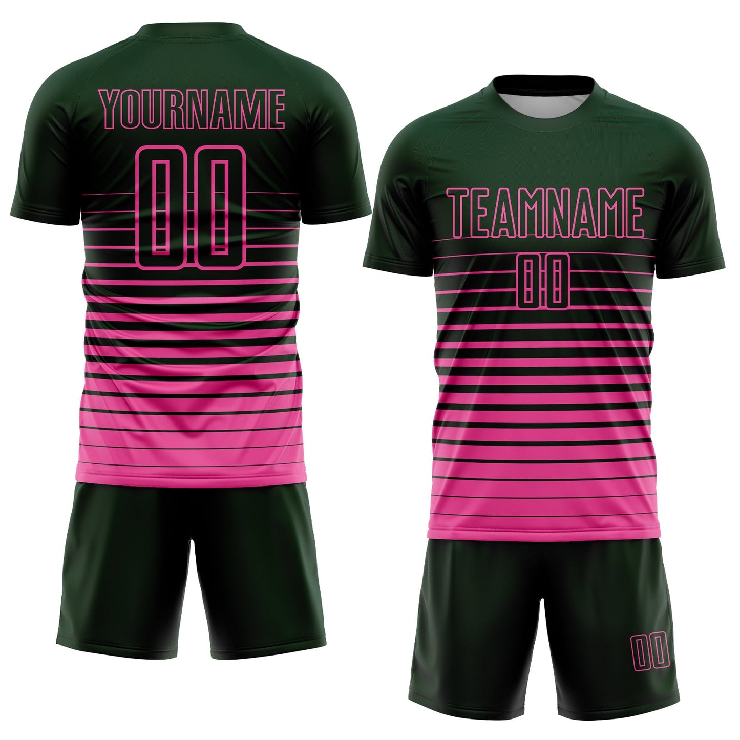 Maillot d'uniforme de football par Sublimation, personnalisé, vert et rose, à fines rayures, à la mode, fondu