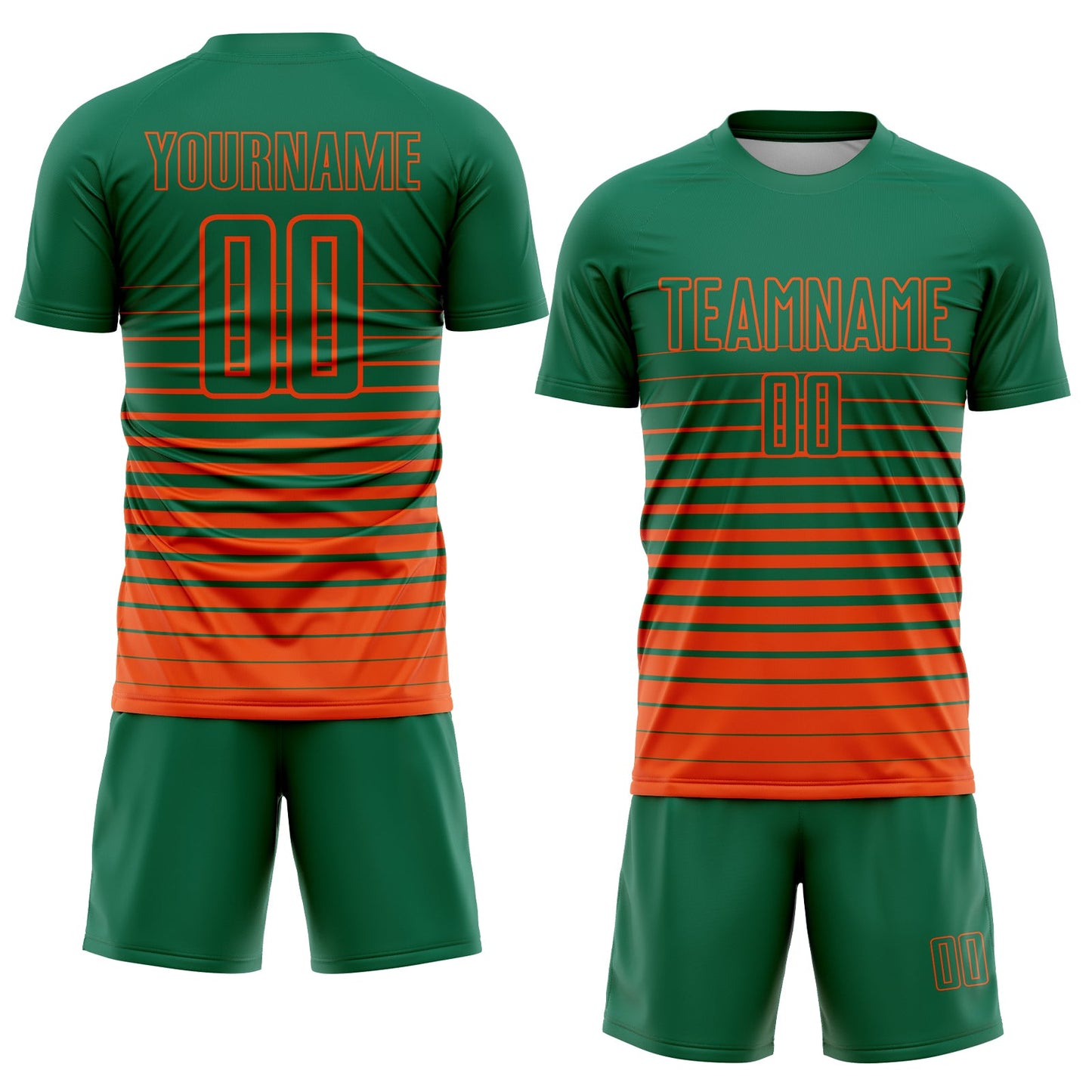 Maillot d'uniforme de football par Sublimation, personnalisé, vert, Orange, à fines rayures, à la mode, fondu